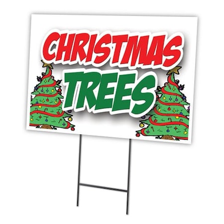 Christmas Trees Yard Sign & Stake Outdoor Plastic Coroplast Window